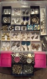 Costume jewelry 32 pieces all bought together as one purchase: 2 pair 925 earrings, 2 Betsy Johnson working watches, Monet buttefly pin and remaining costume jewelry + MORE TO COME after Features