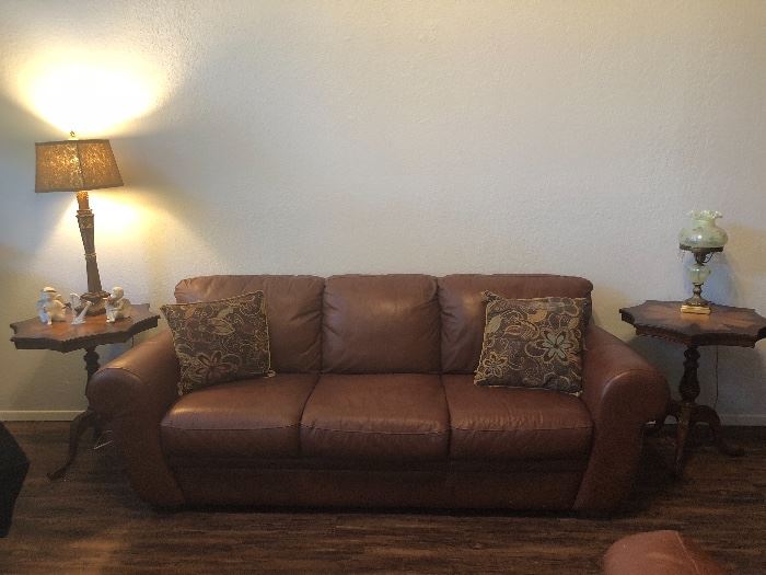 Brown  Saddle Leather Couch