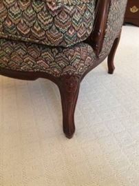 Leg detail of wing back chair