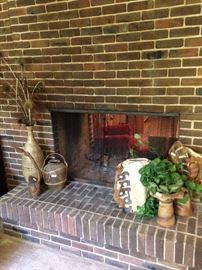 The large hearth is perfect for decor.