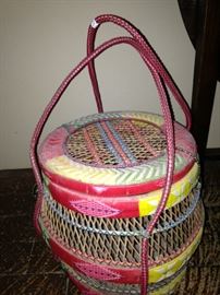 Colorful basket with lid