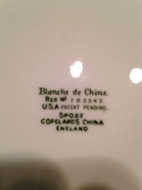 "Blanche de China" - Spode Copelands china from England