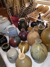 Assorted pottery vases