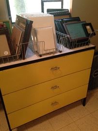 Mid-Century metal chest and frames