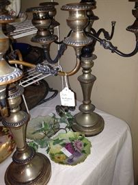 Silver plate candelabras 