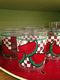 Fun watermelon glasses and tray