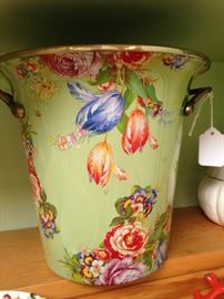 A colorful MacKenzie-Childs ice bucket