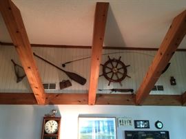 Nautical Decorative items including Ships wheel