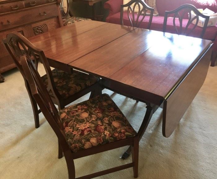 Walnut Table, 6 Chairs and Pad