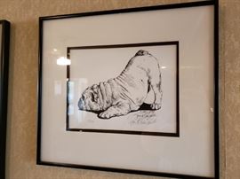 1986 Bull Dog Lyn St. Clair Stubbs framed illustration