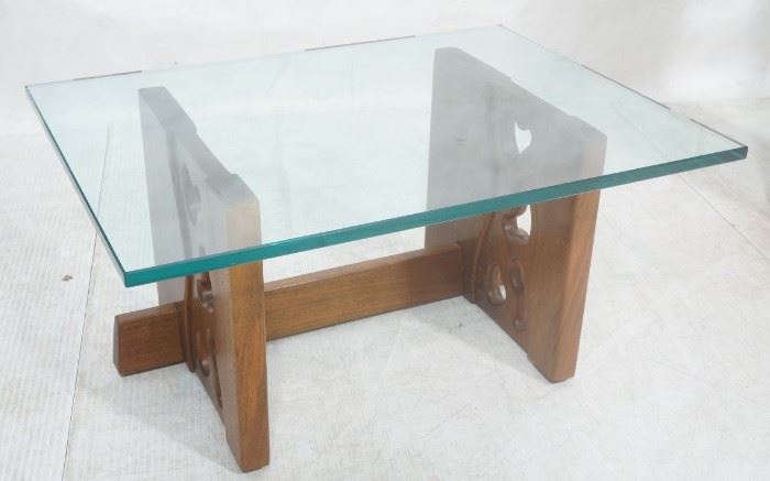 Lot 5 P WAXTER Glass Top Modernist Walnut Coffee Table.
