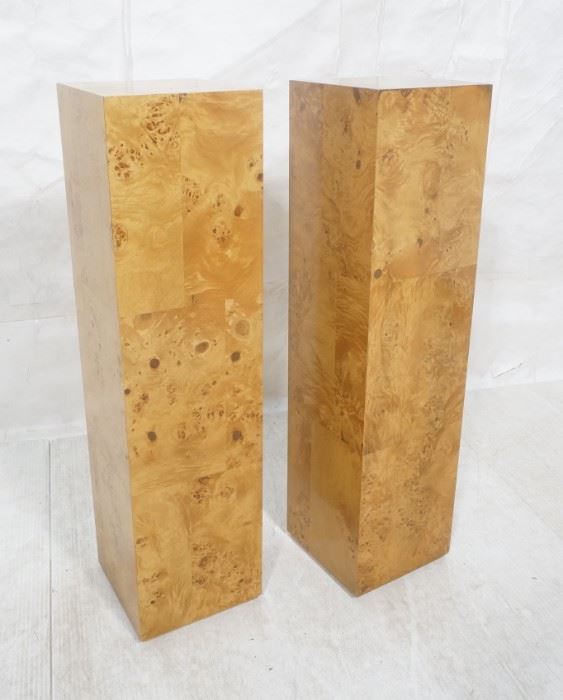 Lot 8 Pr Patchwork Burl Maple Tall Square Pedestals. Mo