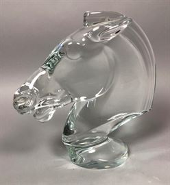 Lot 19 Large SEVRES France Crystal Horse Head Sculpture.