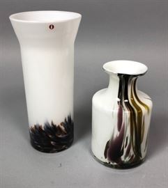 Lot 24 2pc Modernist Art Glass Vases. 1 IITTALA Finland