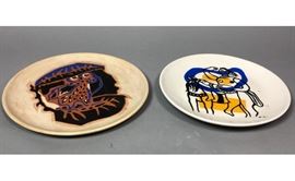 Lot 29 2pc Decorative Modernist Plates. 1 FERDINAND LEG