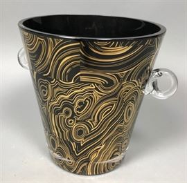 Lot 34 JONATHAN ADLER Contemporary Glass Ice Bucket. Bla