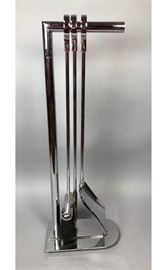 Lot 48 Modernist Chrome Fireplace Tools Stand. Polished 