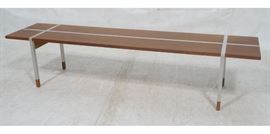 Lot 53 Walnut Aluminum Modernist Coffee Cocktail Table. 