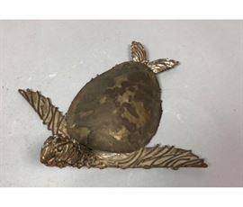 Lot 56 Small Brutalist Metal Turtle Table Sculpture. Sil