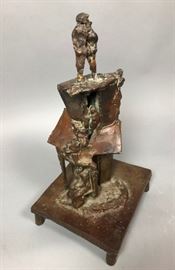 Lot 57 Heavy Brutalist Metal Table Sculpture. Building w