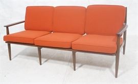 Lot 60 Danish Modern style Teak Sofa Couch. Red KNOLL Bo