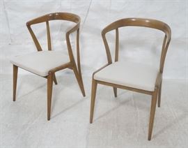Lot 61 Pr BERTHA SCHAEFFER Open Frame Chairs. Cream Fabr