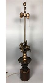 Lot 64 Asian style Tall Bronze Table Lamp. Urn form with