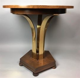 Lot 65 DUNBAR Small Round Side Table. Brass flat arms su