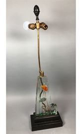 Lot 74 Modernist Glass Fish Design Table Lamp. Three col