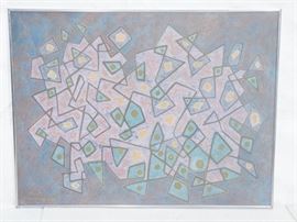 Lot 78 Large Signed Modernist Abstract Acrylic Painting.