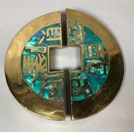 Lot 89 Pr Large Bronze Enamel PEPE MENDOZA Door Handles.