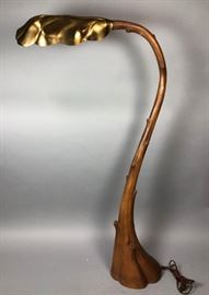 Lot 92 Branch Form Figural Floor Lamp. Brass Shell form 