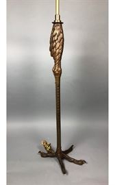Lot 95 Bronze Bird Leg Floor Lamp. Detailed designed wit
