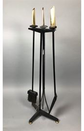 Lot 96 DONALD DESKEY Brass Handled Fireplace Tools. Bla