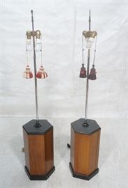 Lot 97 Pr Hexagonal Rosewood Base Modernist Floor Lamps.
