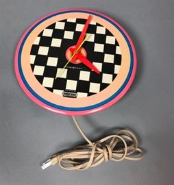 Lot 105 PETER MAX Op Art Checkerboard Wall Clock. Vintage
