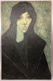 Lot 107 Jacques Dunham Modernist Portrait Painting. Young