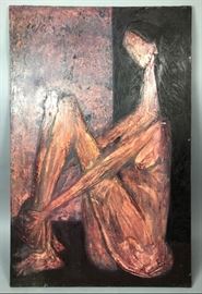 Lot 109 Jacques Dunham Modernist Portrait Painting. Seate