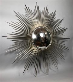Lot 112 Silver Metal Contemporary Wall Mirror. Sunburst S
