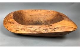 Lot 117 Large Heavy Artisan Wood Bowl. Thick walled bowl 