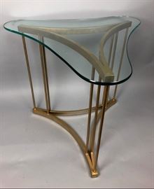 Lot 120 Decorator Modernist Gold Tone Frame Glass Top Sid