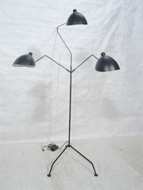 Lot 122 SERGE MOUILLE style Black Arm Tripod Floor Lamp. 
