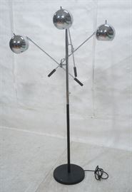 Lot 128 SONNEMAN Modernist 3 Chrome Arm Floor Lamp. Black