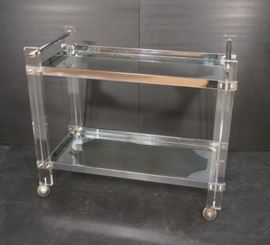 Lot 135 Modernist Lucite  Chrome Serving Bar Tea Cart. R