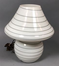 Lot 144 Murano Art Glass Mushroom Form Table Lamp. White 