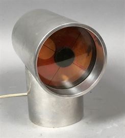 Lot 146 AURORA Electric Modernist Clock. Silver Metal Cas