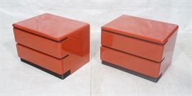Lot 148 Pr Red Lacquered Low Modernist Cabinet. ROUGIER. 