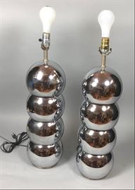 Lot 149 Pr Mid Century Modern Chrome Stacking Ball Lamps.