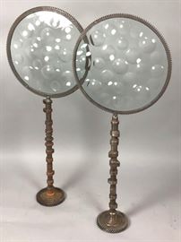 Lot 150 2pc Industrial Magiscope Glass Table Sculptures. 