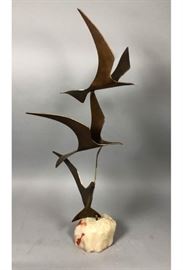 Lot 154 Jere Brutalist Metal Flying Bird Sculpture. Welde
